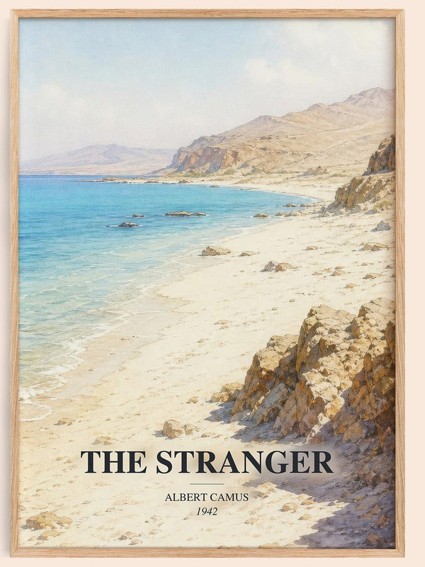 The Stranger watercolour book poster by Albert Camus – framed literary art print