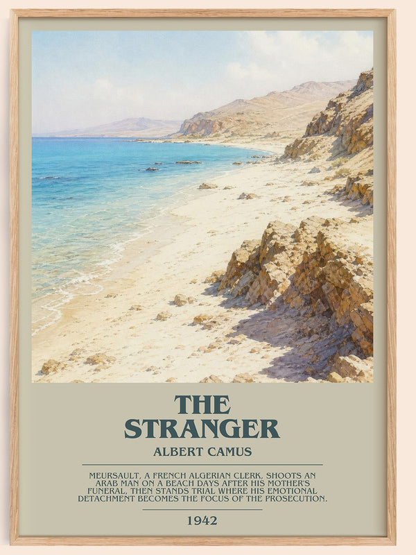 The Stranger bookish book poster by Albert Camus – framed literary art print