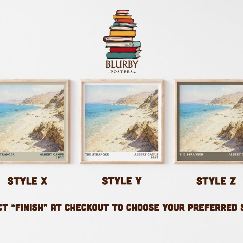 The Stranger literary print in frame leaning in hallway – literary fiction wall art