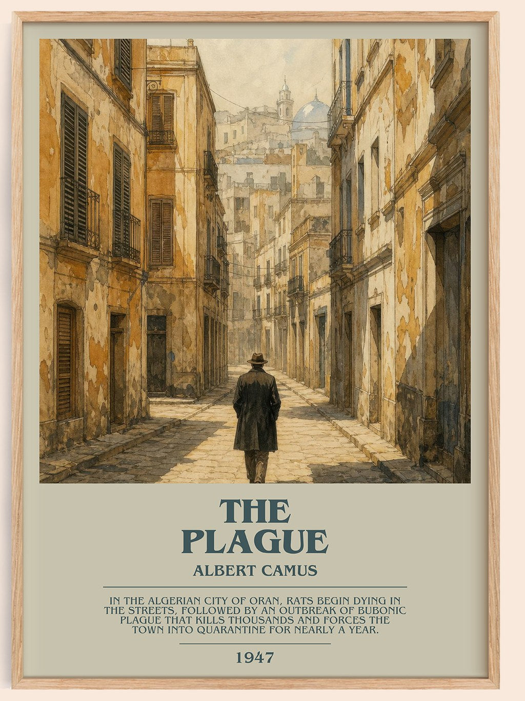 The Plague bookish book poster by Albert Camus – framed literary art print