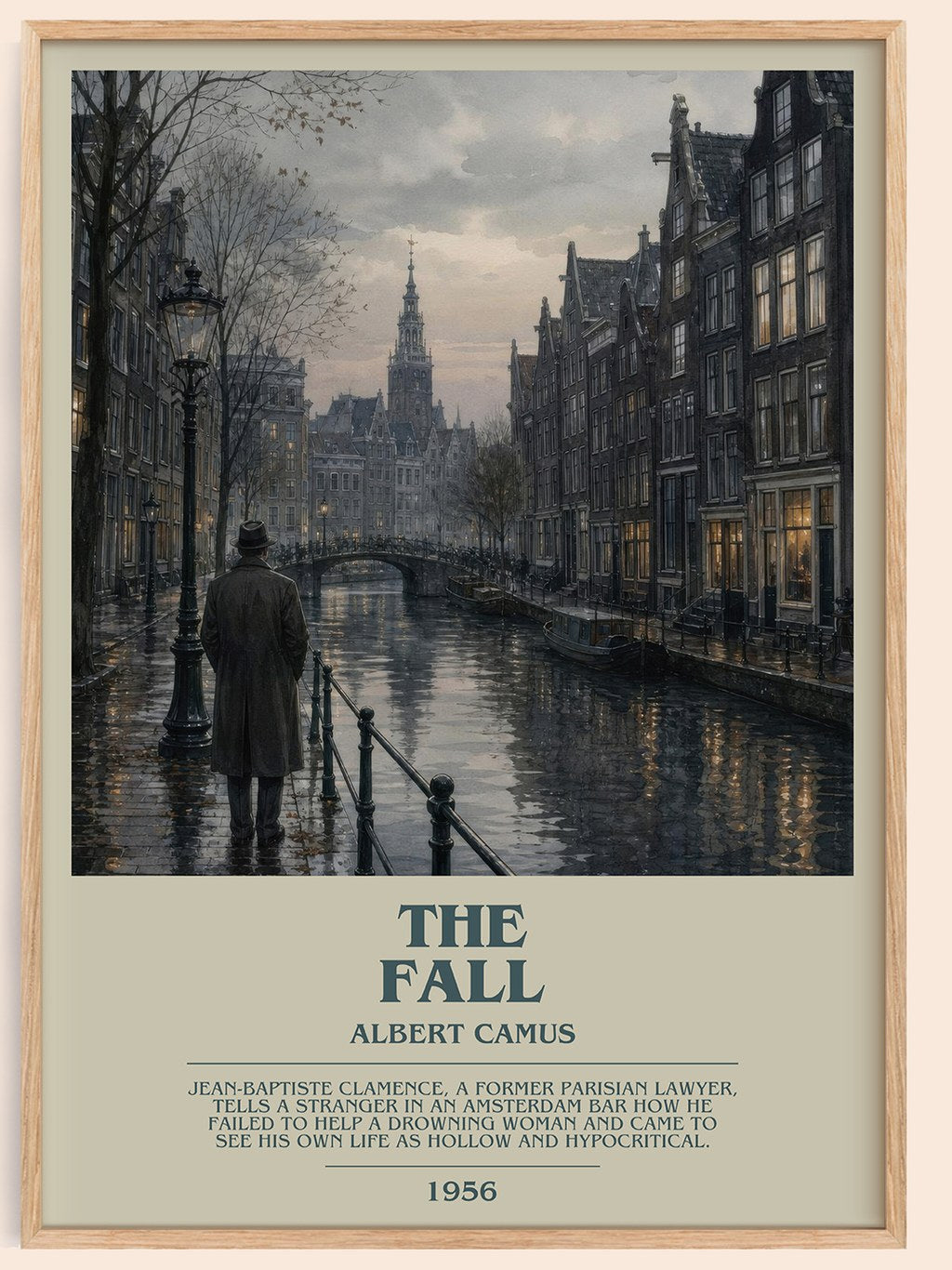 The Fall bookish book poster by Albert Camus – framed literary art print