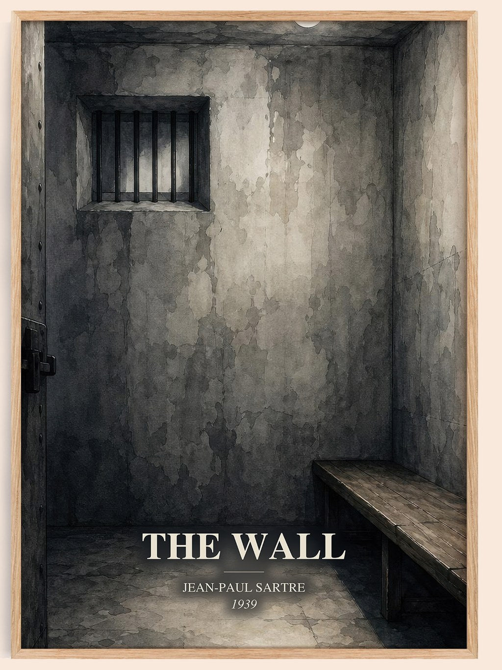 The Wall watercolour book poster by Jean-Paul Sartre – framed literary art print