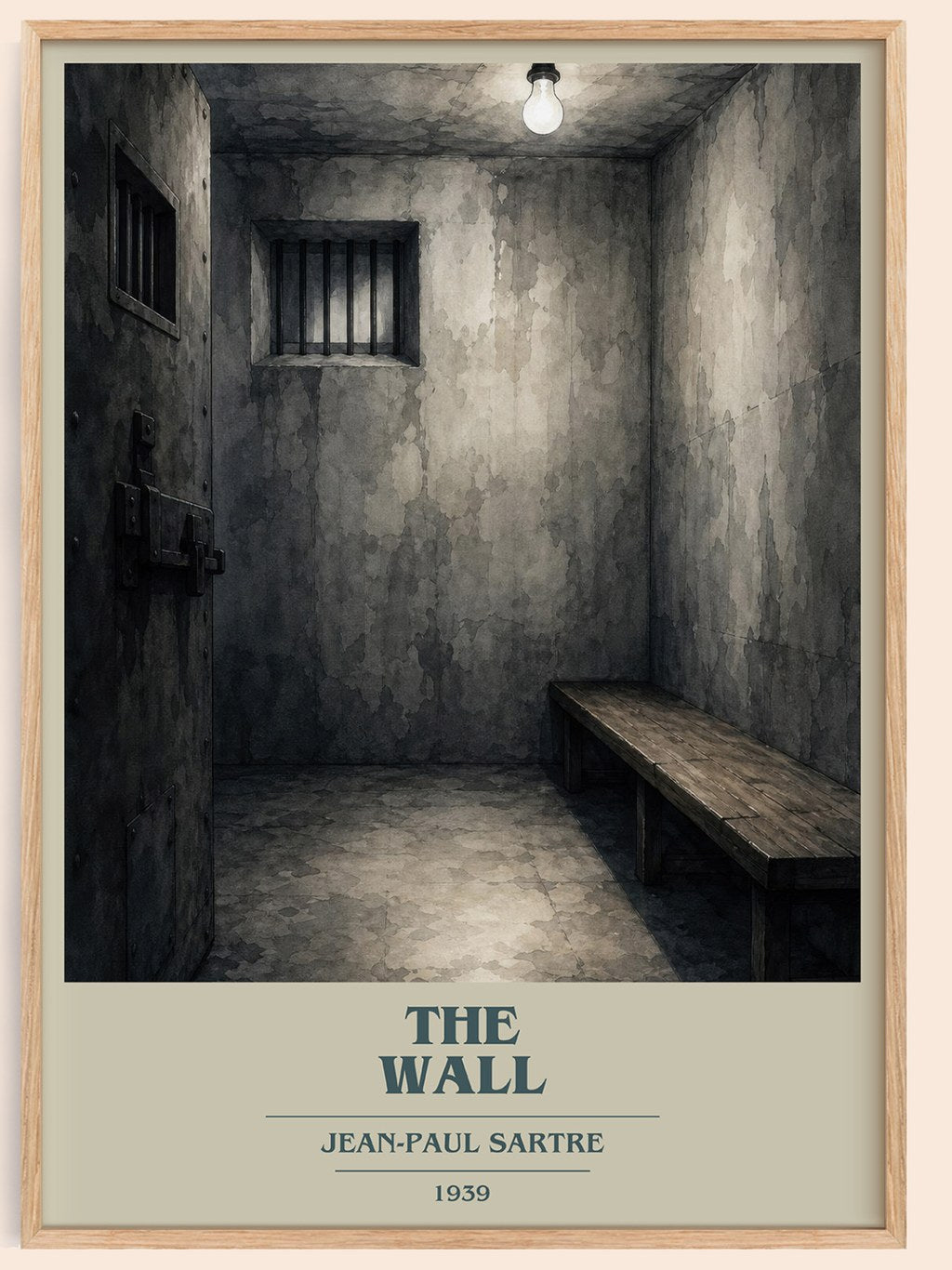 The Wall book cover book poster by Jean-Paul Sartre – framed literary art print