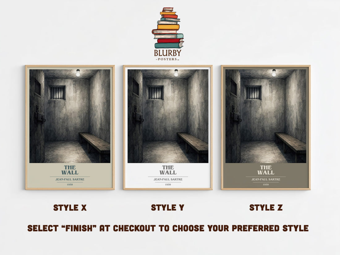 The Wall book cover print in frame leaning in hallway – philosophy wall art (mockup)