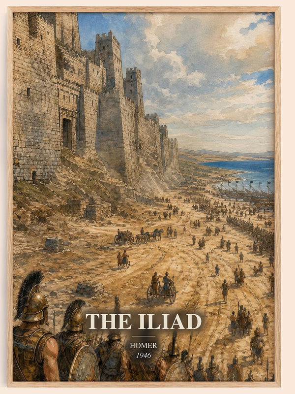 The Iliad watercolour book poster by Homer – framed literary art print