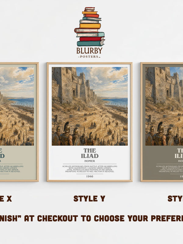 The Iliad bookish print in frame leaning in hallway – poetry wall art