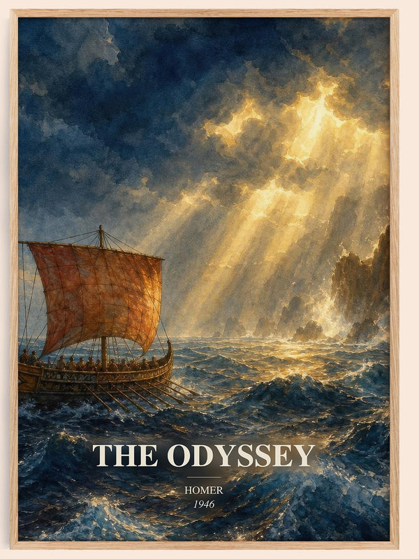 The Odyssey watercolour book poster by Homer – framed literary art print