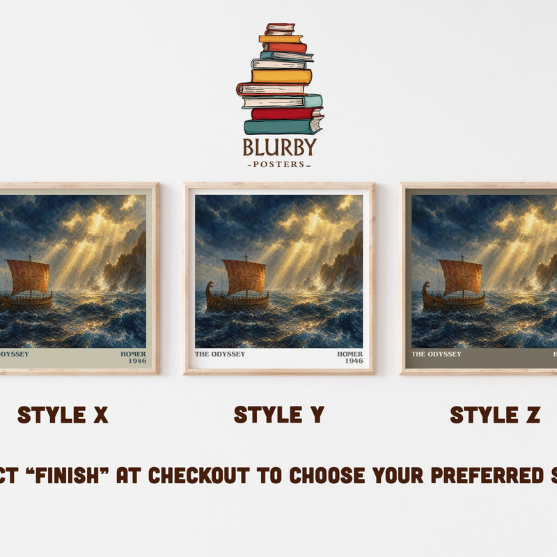 The Odyssey literary print in frame leaning in hallway – classic literature wall art