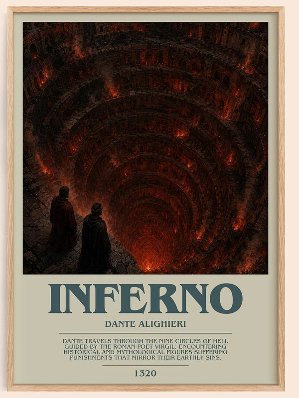 Inferno bookish book poster by Dante Alighieri – framed literary art print