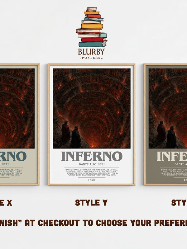 Inferno bookish print in frame leaning in hallway – poetry wall art