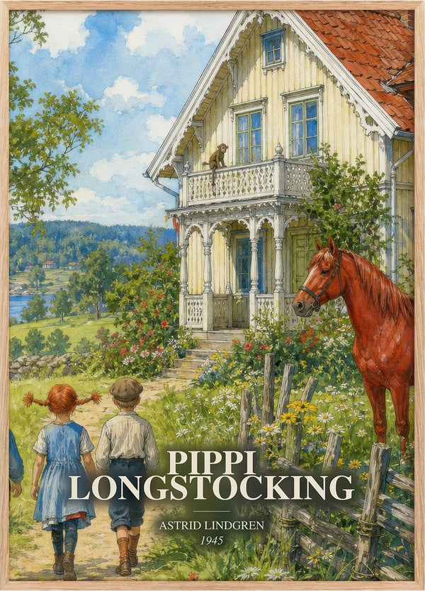 Pippi Longstocking Book Watercolour Illustration by Astrid Lindgren