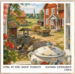 Emil in the Soup Tureen Literary Art Print by Astrid Lindgren