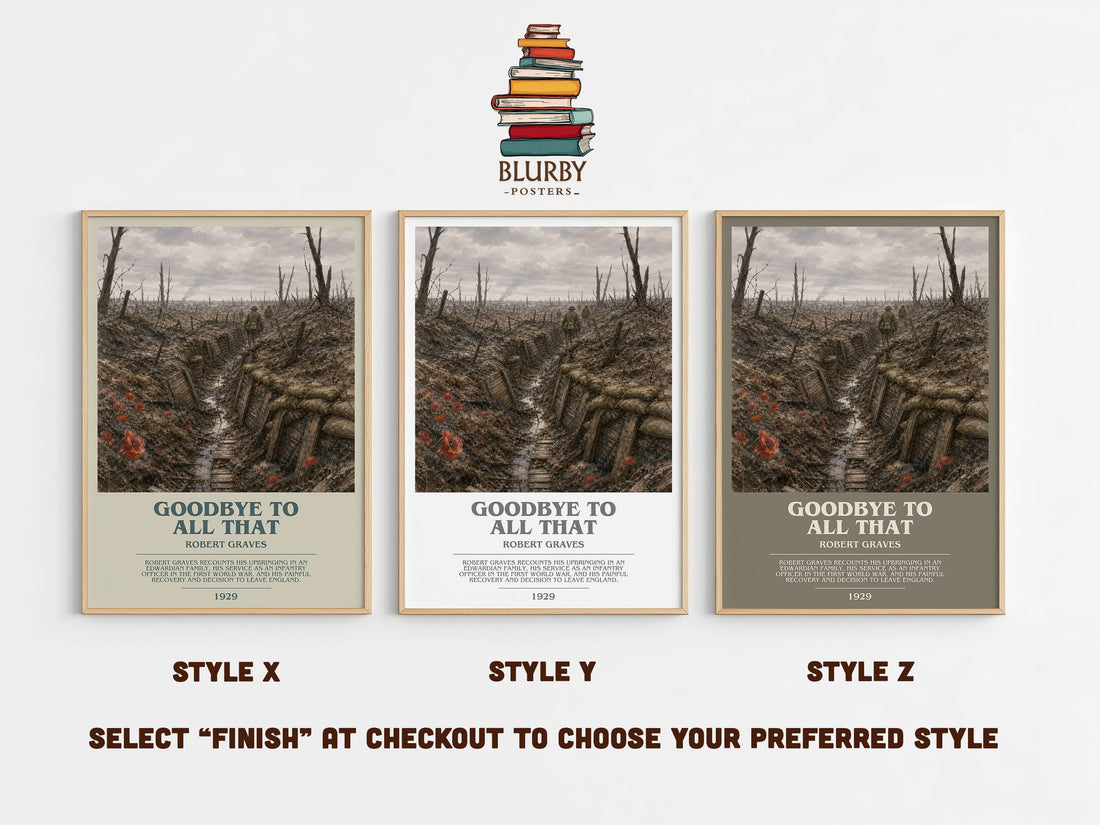 Goodbye to All That bookish print in frame leaning in hallway – memoir wall art (mockup)