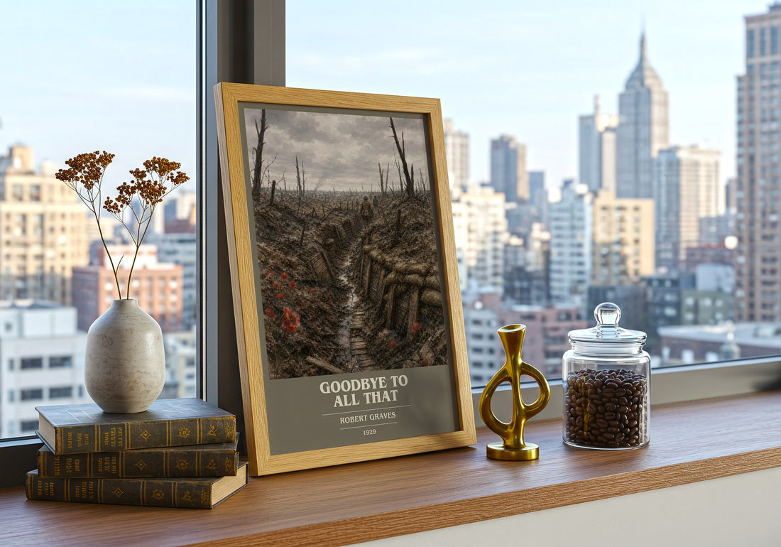 Goodbye to All That book cover print framed by window – literary home decor