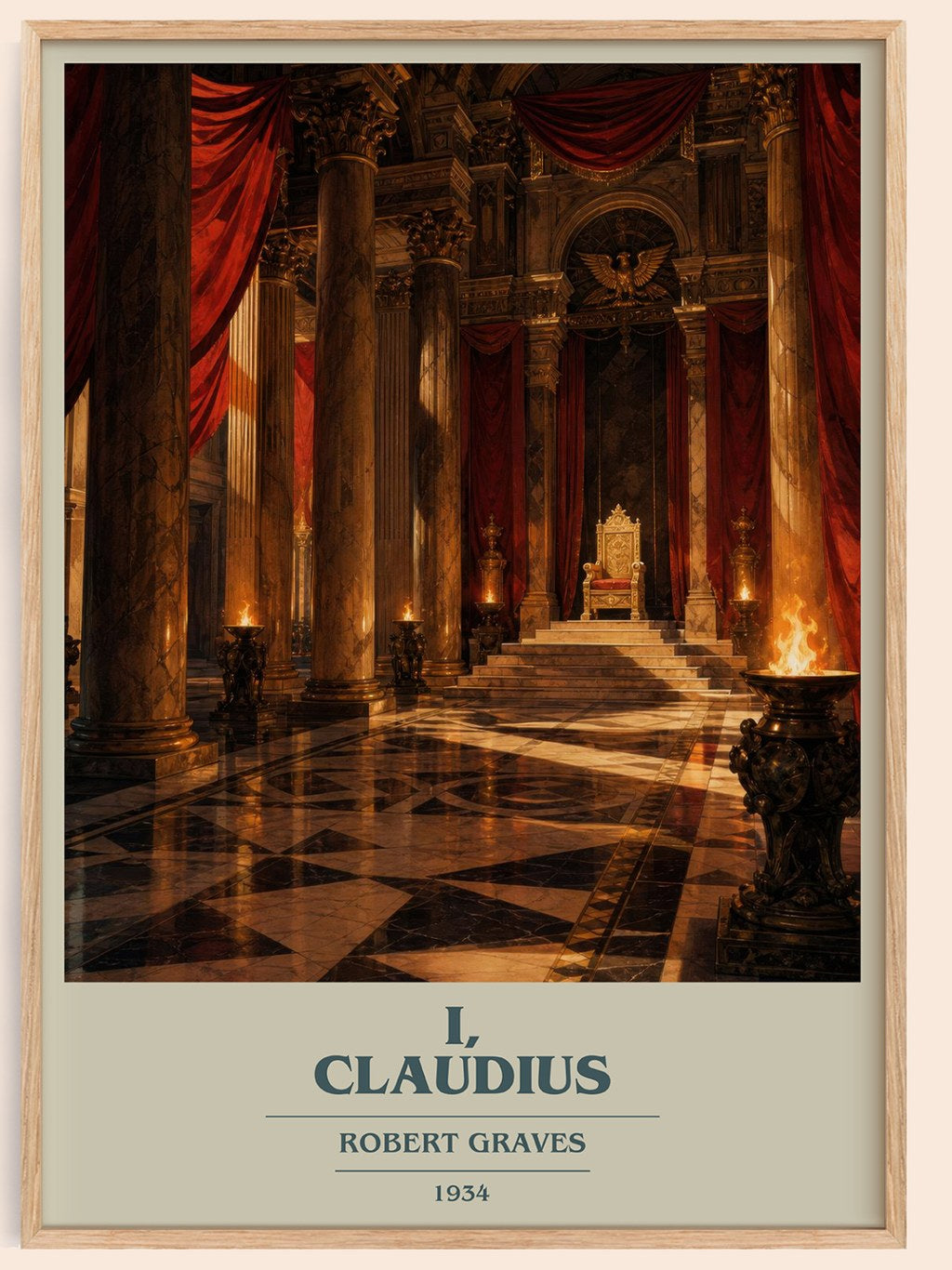 I, Claudius book cover book poster by Robert Graves – framed literary art print