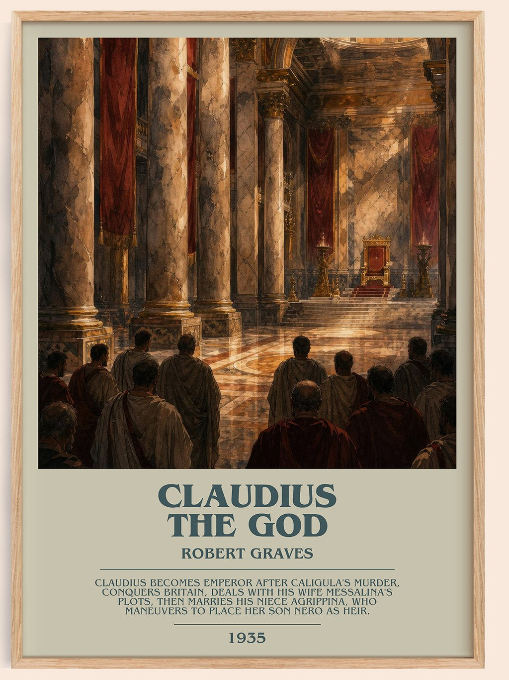 Claudius the God bookish book poster by Robert Graves – framed literary art print