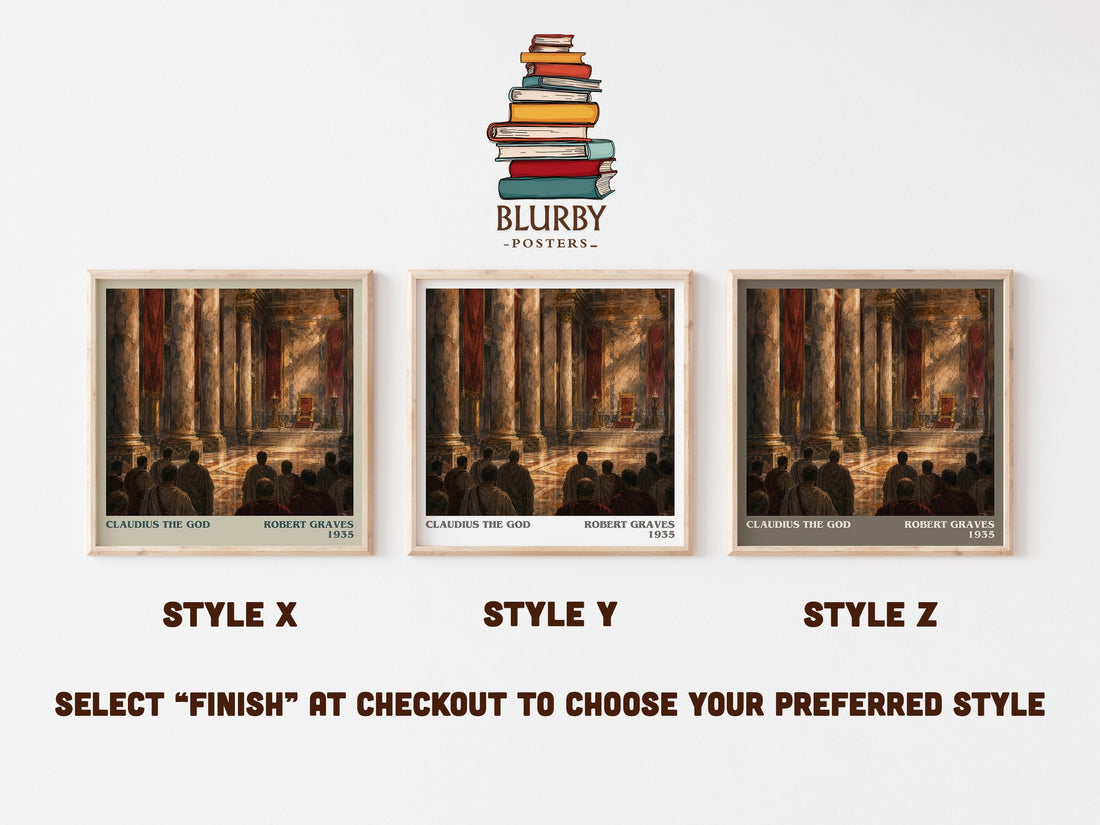 Claudius the God literary print in frame leaning in hallway – historical fiction wall art (mockup)