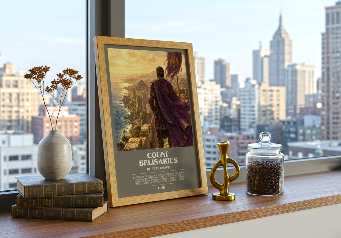 Count Belisarius bookish print framed by window – literary home decor