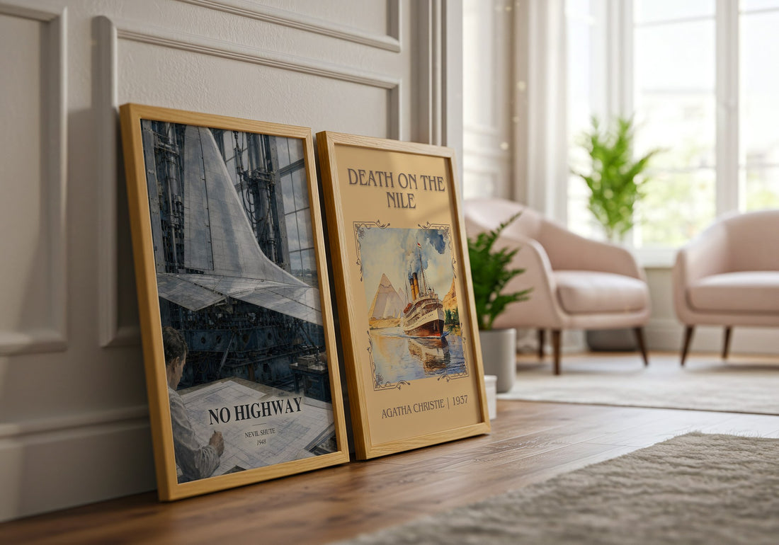 No Highway watercolour print framed by window – literary home decor