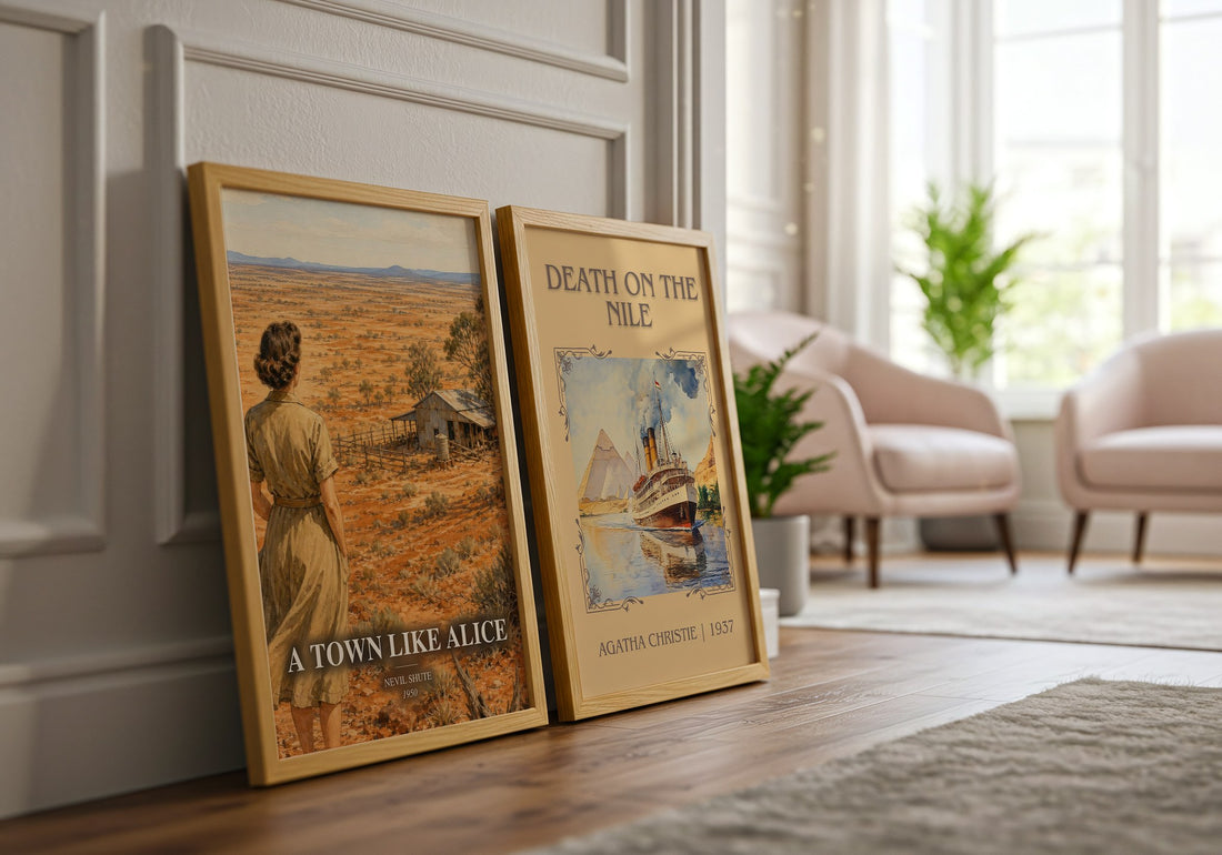 A Town Like Alice watercolour print framed by window – literary home decor