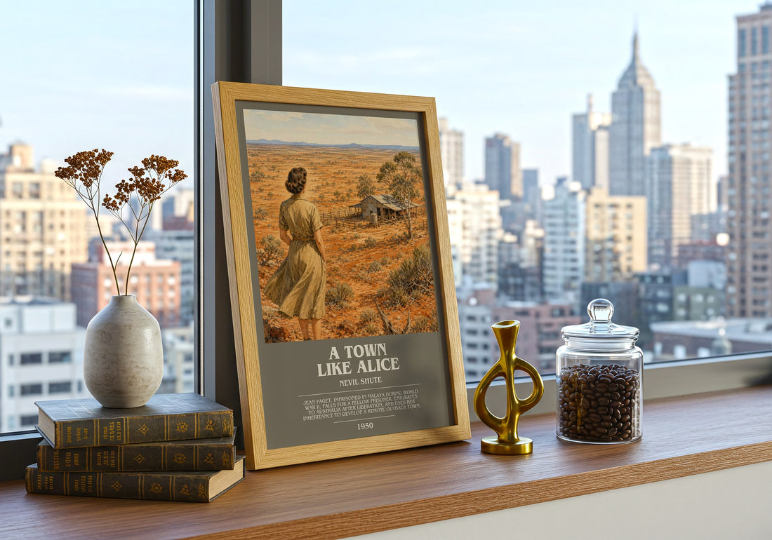 A Town Like Alice bookish print framed by window – literary home decor