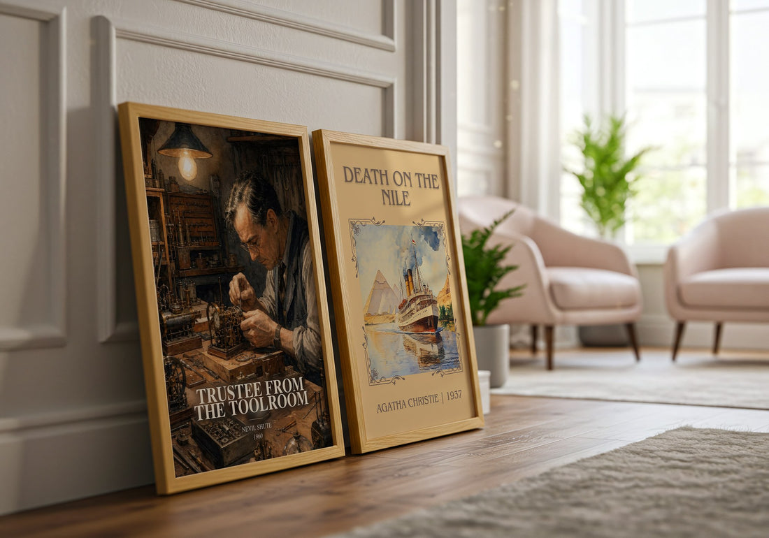 Trustee from the Toolroom watercolour print framed by window – literary home decor