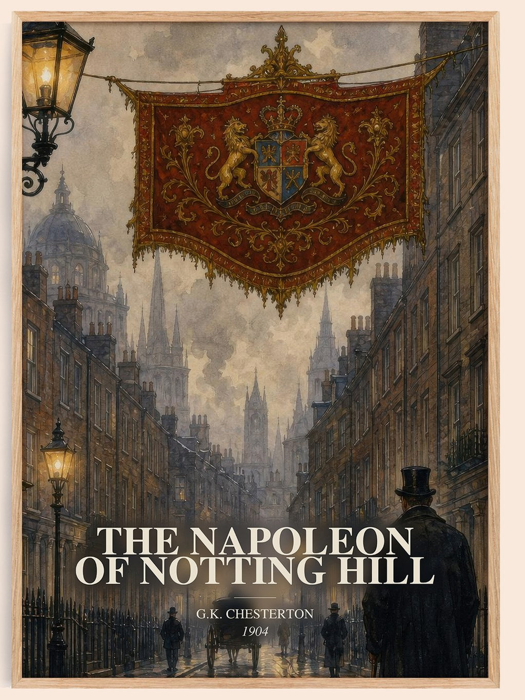 The Napoleon of Notting Hill watercolour book poster by G.K. Chesterton – framed literary art print
