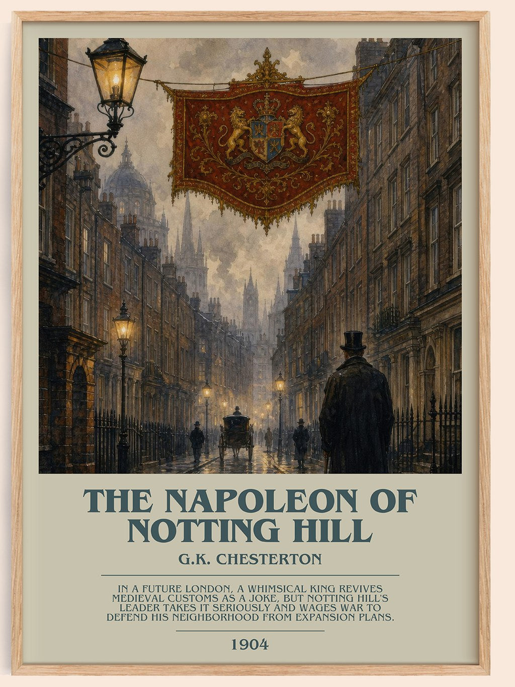 The Napoleon of Notting Hill bookish book poster by G.K. Chesterton – framed literary art print