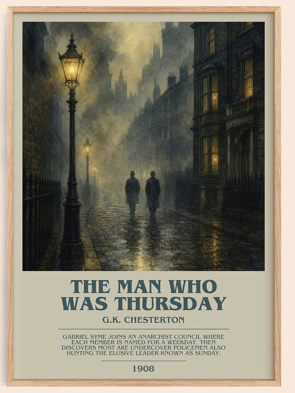 The Man Who Was Thursday bookish book poster by G.K. Chesterton – framed literary art print