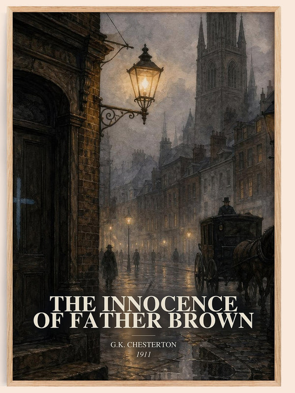 The Innocence of Father Brown watercolour book poster by G.K. Chesterton – framed literary art print