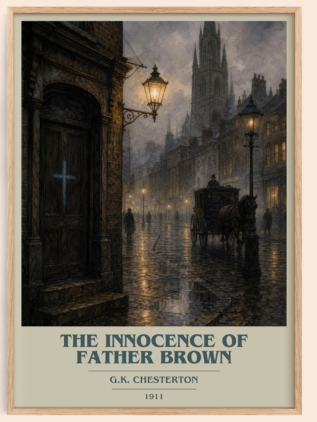 The Innocence of Father Brown book cover book poster by G.K. Chesterton – framed literary art print