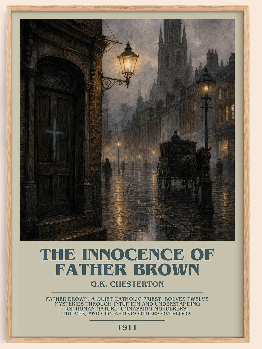 The Innocence of Father Brown bookish book poster by G.K. Chesterton – framed literary art print