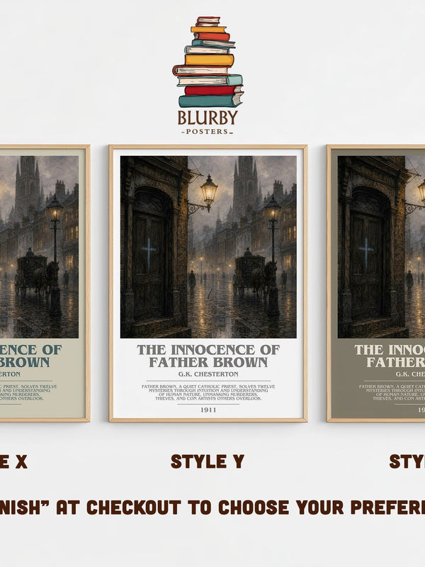 The Innocence of Father Brown bookish print in frame leaning in hallway – mystery wall art
