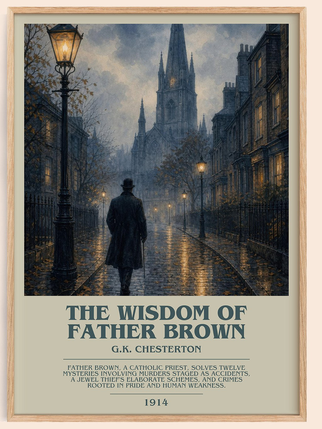 The Wisdom of Father Brown bookish book poster by G.K. Chesterton – framed literary art print