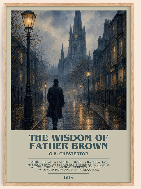 The Wisdom of Father Brown bookish book poster by G.K. Chesterton – framed literary art print