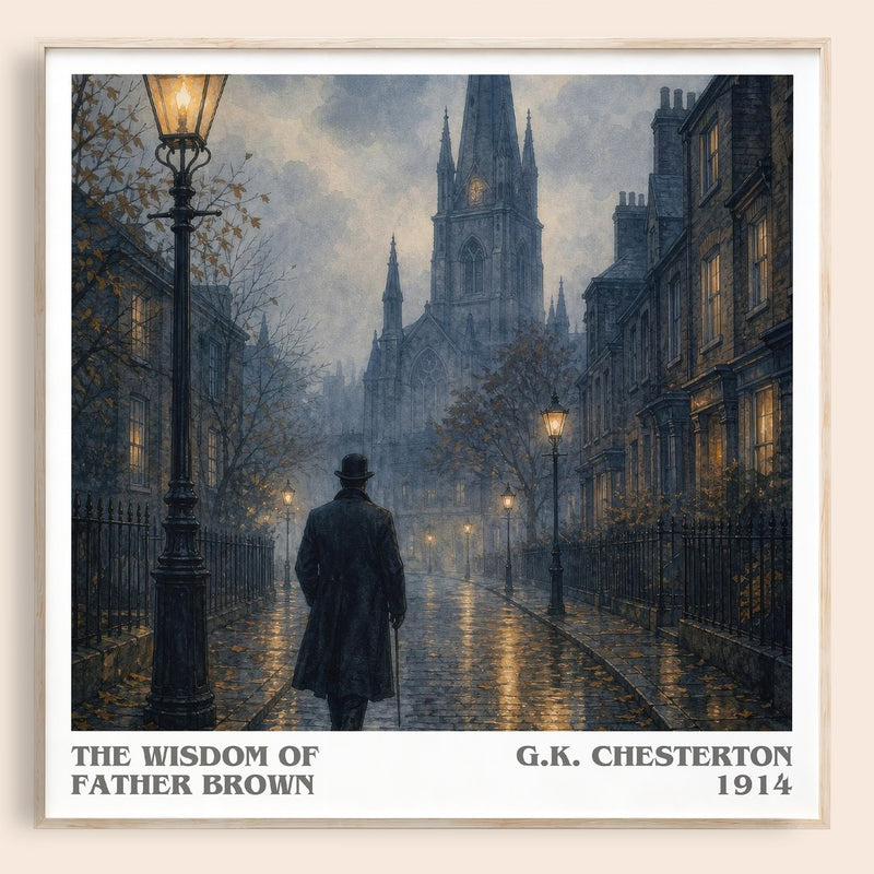 The Wisdom of Father Brown literary book poster by G.K. Chesterton – framed literary art print