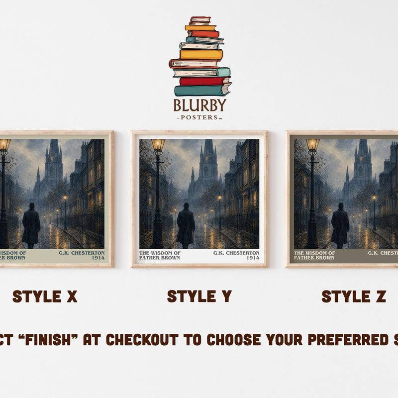 The Wisdom of Father Brown literary print in frame leaning in hallway – mystery wall art
