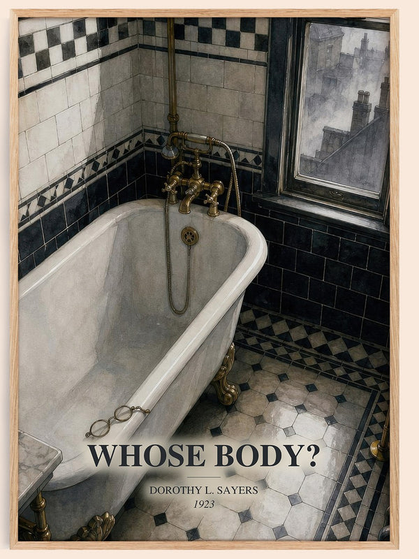 Whose Body? watercolour book poster by Dorothy L. Sayers – framed literary art print