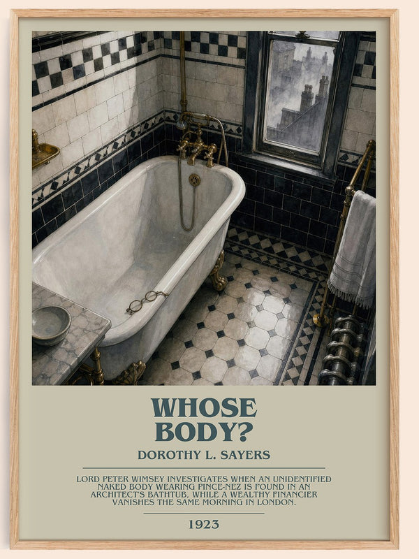 Whose Body? bookish book poster by Dorothy L. Sayers – framed literary art print