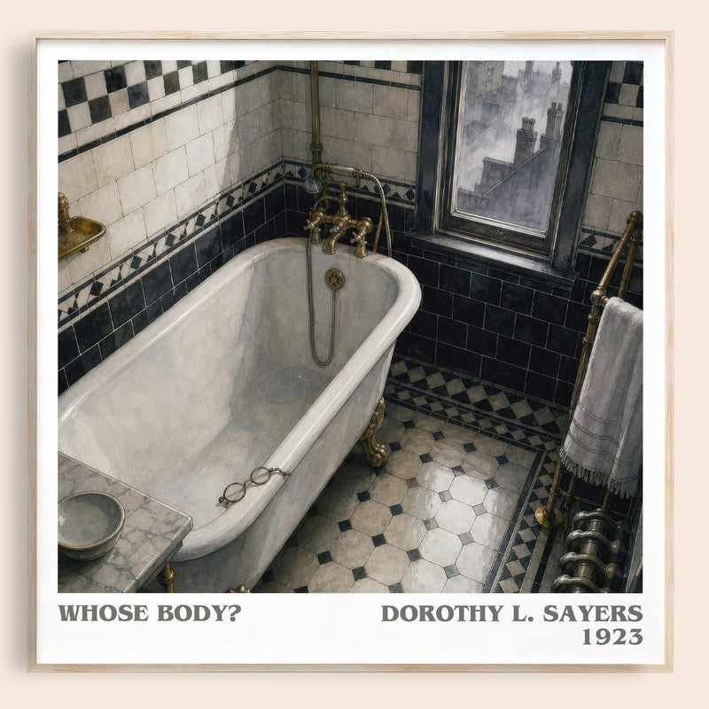 Whose Body? literary book poster by Dorothy L. Sayers – framed literary art print