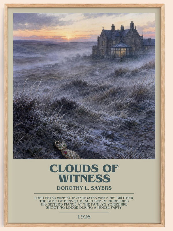Clouds of Witness bookish book poster by Dorothy L. Sayers – framed literary art print