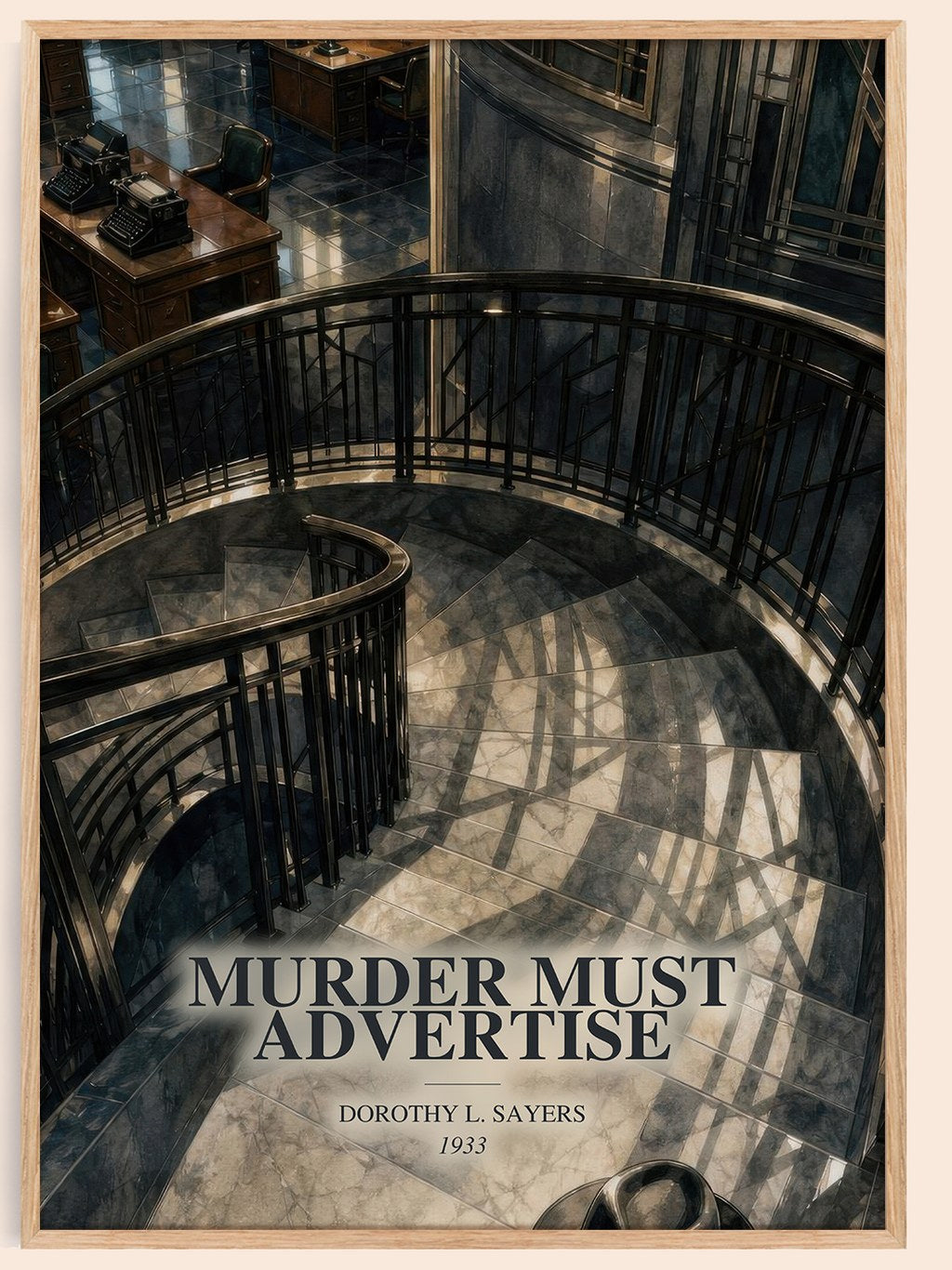 Murder Must Advertise watercolour book poster by Dorothy L. Sayers – framed literary art print