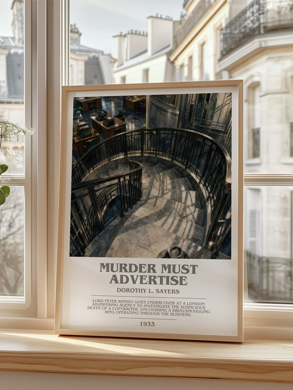 Murder Must Advertise bookish poster colour and style options – Dorothy L. Sayers book art