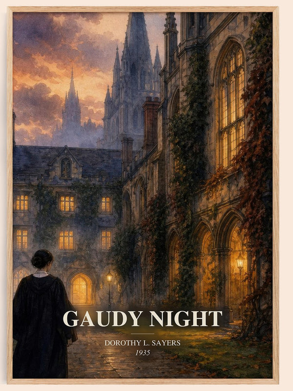 Gaudy Night watercolour book poster by Dorothy L. Sayers – framed literary art print
