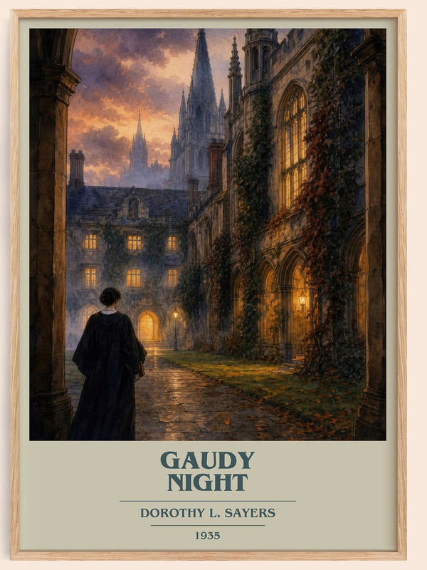 Gaudy Night book cover book poster by Dorothy L. Sayers – framed literary art print