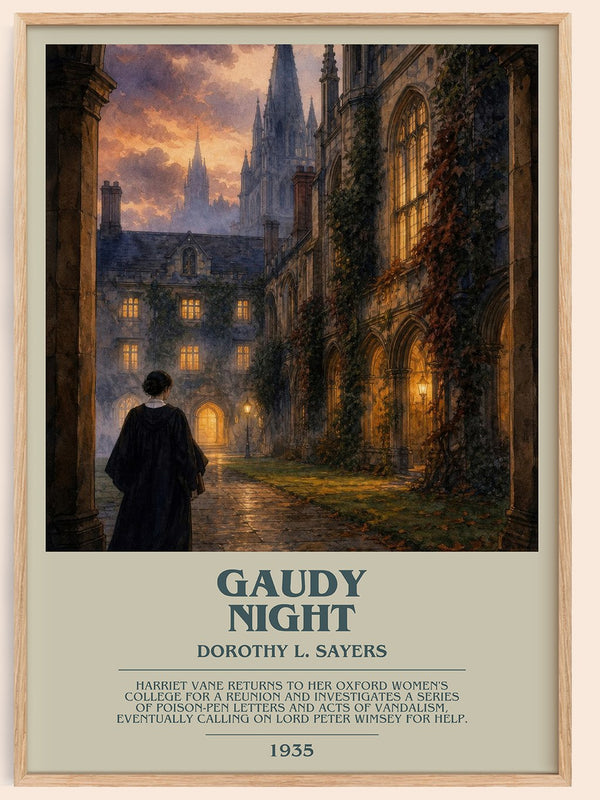 Gaudy Night bookish book poster by Dorothy L. Sayers – framed literary art print