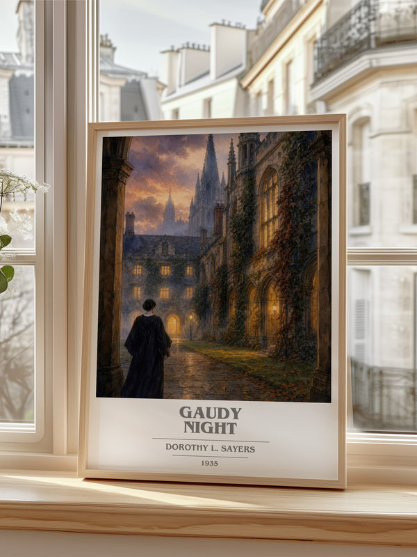 Gaudy Night book cover poster colour and style options – Dorothy L. Sayers book art