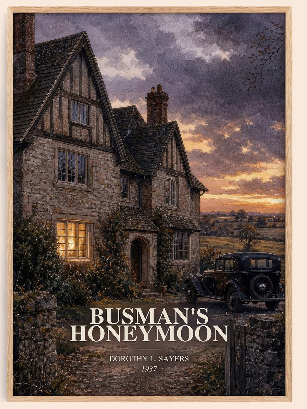 Busman's Honeymoon watercolour book poster by Dorothy L. Sayers – framed literary art print