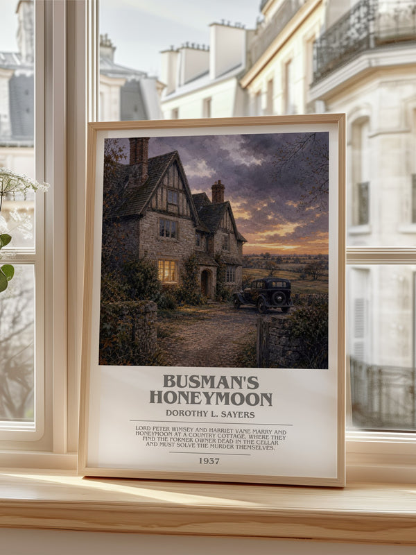 Busman's Honeymoon bookish poster colour and style options – Dorothy L. Sayers book art