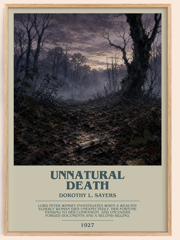Unnatural Death bookish book poster by Dorothy L. Sayers – framed literary art print